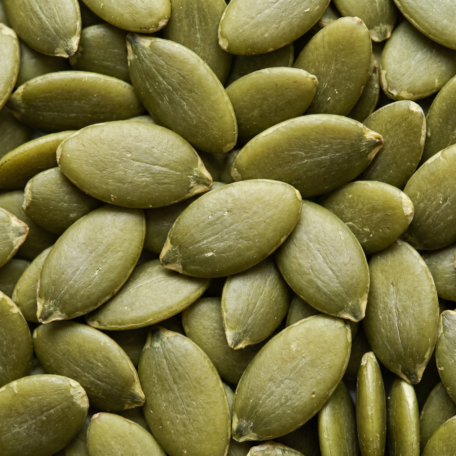 Hulled pumpkin seeds macro