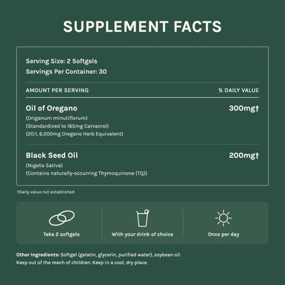 Botanical Oil of Oregano supplement facts panel