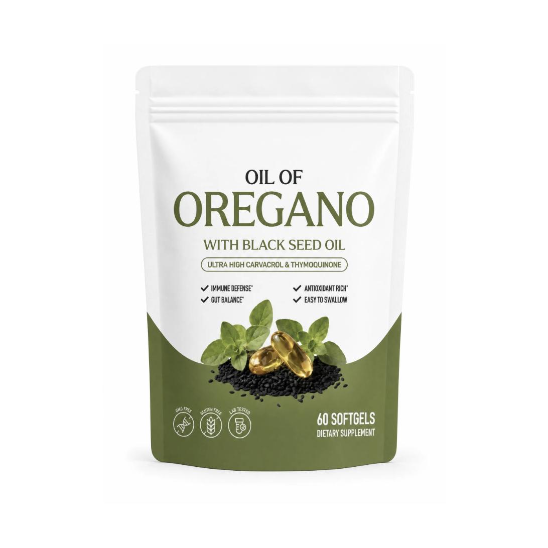 Botanical Oil of Oregano with Black Seed Oil pouch, 60 softgels